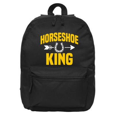 Horseshoe King Pitching Horse Lover Ferrier 16 in Basic Backpack