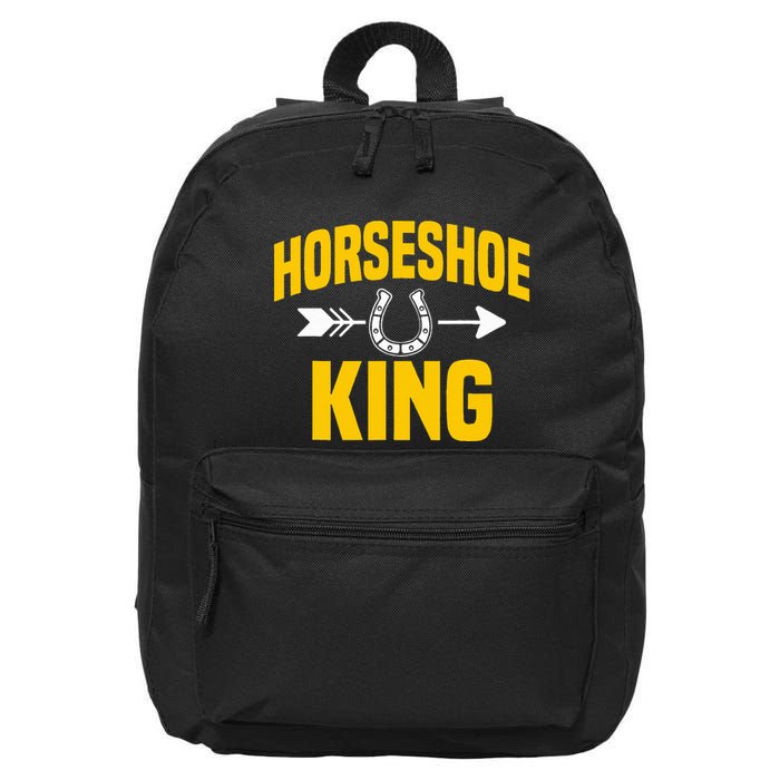 Horseshoe King Pitching Horse Lover Ferrier 16 in Basic Backpack