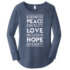 Hu Kindness Peace Equality Love Inclusion Diversity Gift Women's Perfect Tri Tunic Long Sleeve Shirt