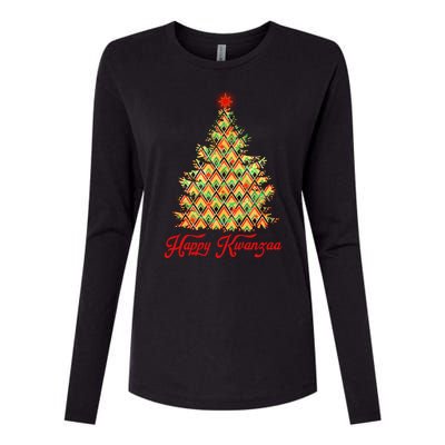 Happy Kwanzaa Pattern Christmas Tree Womens Cotton Relaxed Long Sleeve T-Shirt