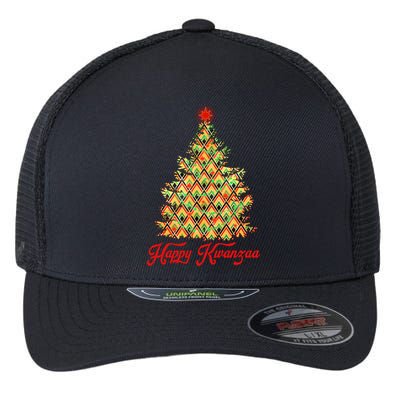 Happy Kwanzaa Pattern Christmas Tree Flexfit Unipanel Trucker Cap
