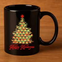 Happy Kwanzaa Pattern Christmas Tree 11oz C Handle Ceramic Mug