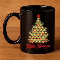 Happy Kwanzaa Pattern Christmas Tree 11oz C Handle Ceramic Mug