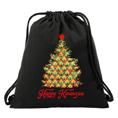 Happy Kwanzaa Pattern Christmas Tree Drawstring Bag
