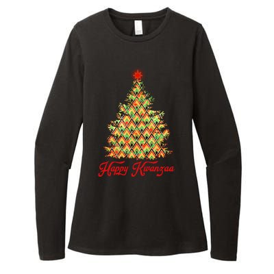 Happy Kwanzaa Pattern Christmas Tree Womens CVC Long Sleeve Shirt