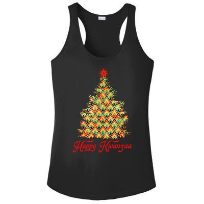 Happy Kwanzaa Pattern Christmas Tree Ladies PosiCharge Competitor Racerback Tank