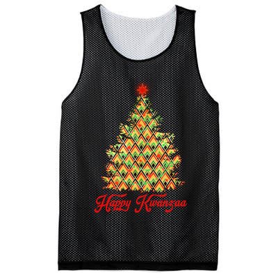 Happy Kwanzaa Pattern Christmas Tree Mesh Reversible Basketball Jersey Tank