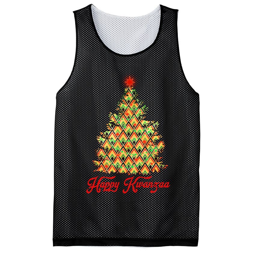 Happy Kwanzaa Pattern Christmas Tree Mesh Reversible Basketball Jersey Tank