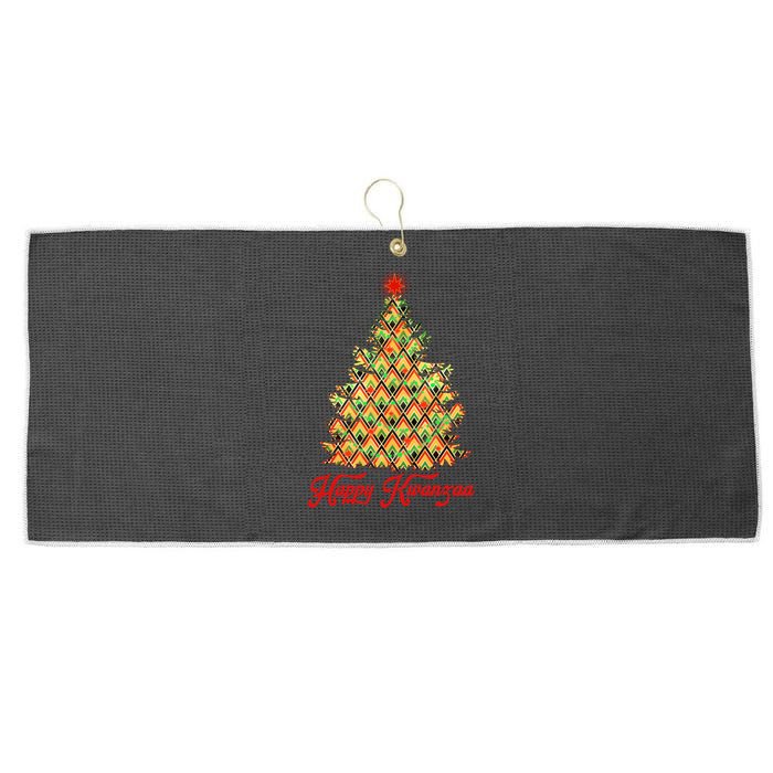 Happy Kwanzaa Pattern Christmas Tree Large Microfiber Waffle Golf Towel