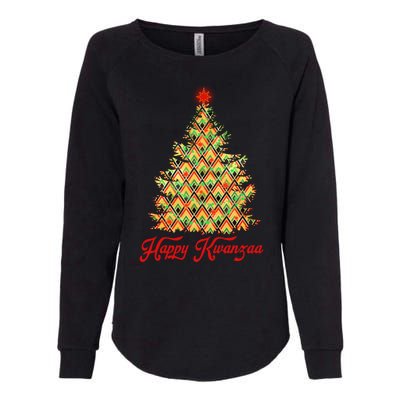 Happy Kwanzaa Pattern Christmas Tree Womens California Wash Sweatshirt