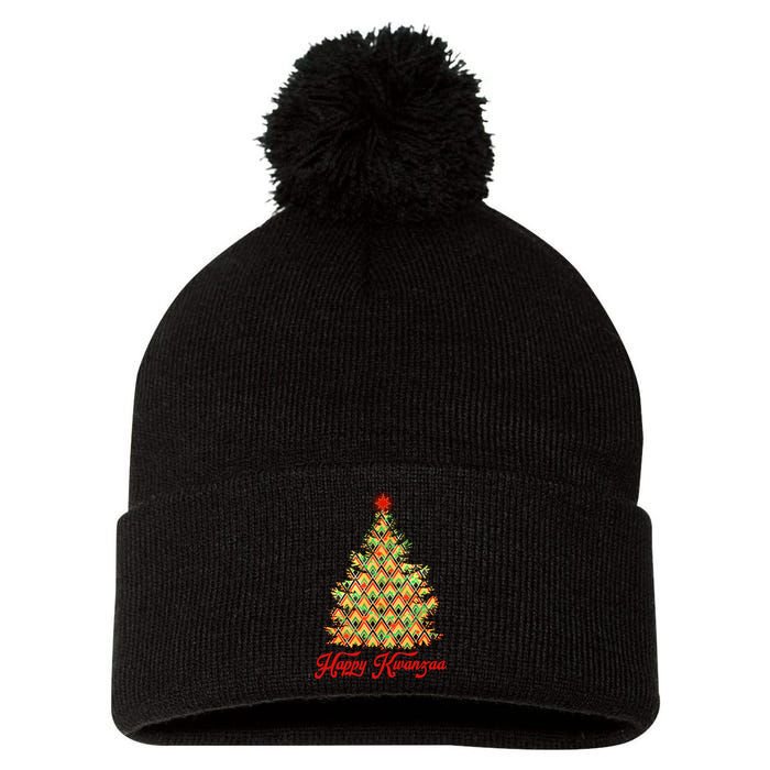 Happy Kwanzaa Pattern Christmas Tree Pom Pom 12in Knit Beanie