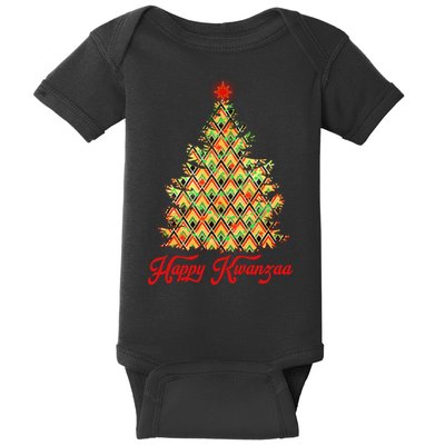 Happy Kwanzaa Pattern Christmas Tree Baby Bodysuit
