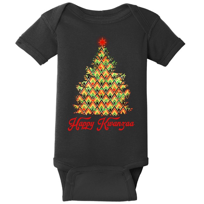 Happy Kwanzaa Pattern Christmas Tree Baby Bodysuit