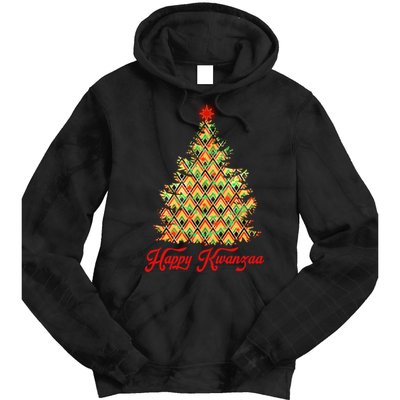 Happy Kwanzaa Pattern Christmas Tree Tie Dye Hoodie