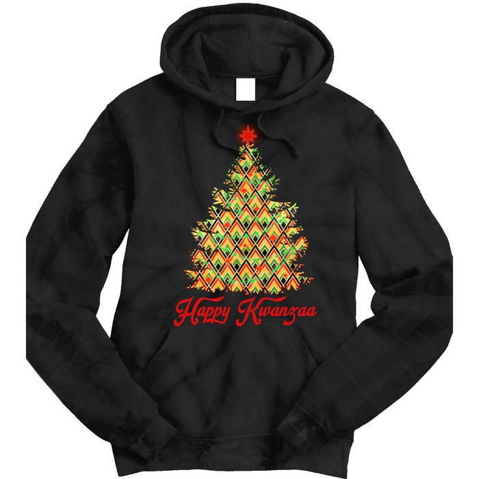 Happy Kwanzaa Pattern Christmas Tree Tie Dye Hoodie