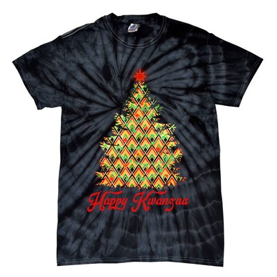 Happy Kwanzaa Pattern Christmas Tree Tie-Dye T-Shirt