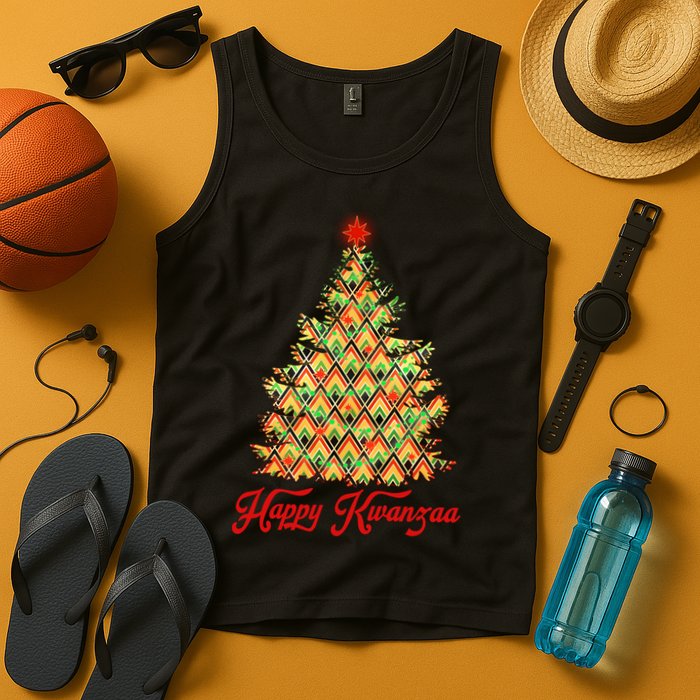 Happy Kwanzaa Pattern Christmas Tree Tank Top