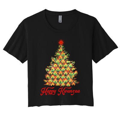Happy Kwanzaa Pattern Christmas Tree Crop Top