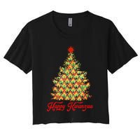 Happy Kwanzaa Pattern Christmas Tree Crop Top