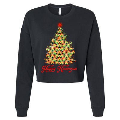 Happy Kwanzaa Pattern Christmas Tree Cropped Pullover Crew