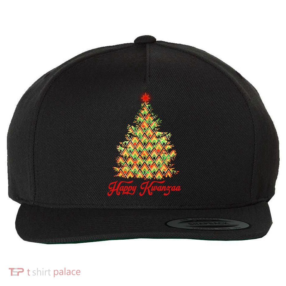 Happy Kwanzaa Pattern Christmas Tree Wool Snapback Cap