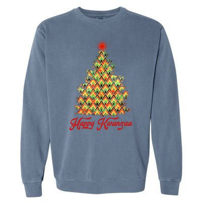 Happy Kwanzaa Pattern Christmas Tree Garment-Dyed Sweatshirt