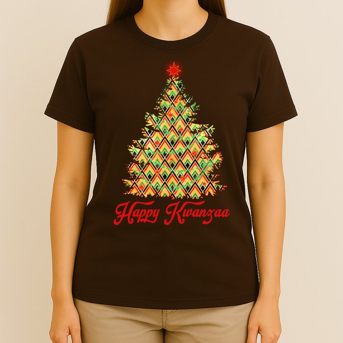 Happy Kwanzaa Pattern Christmas Tree T-Shirt