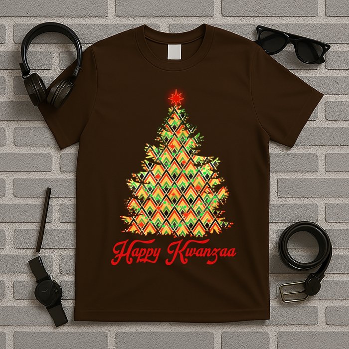 Happy Kwanzaa Pattern Christmas Tree T-Shirt