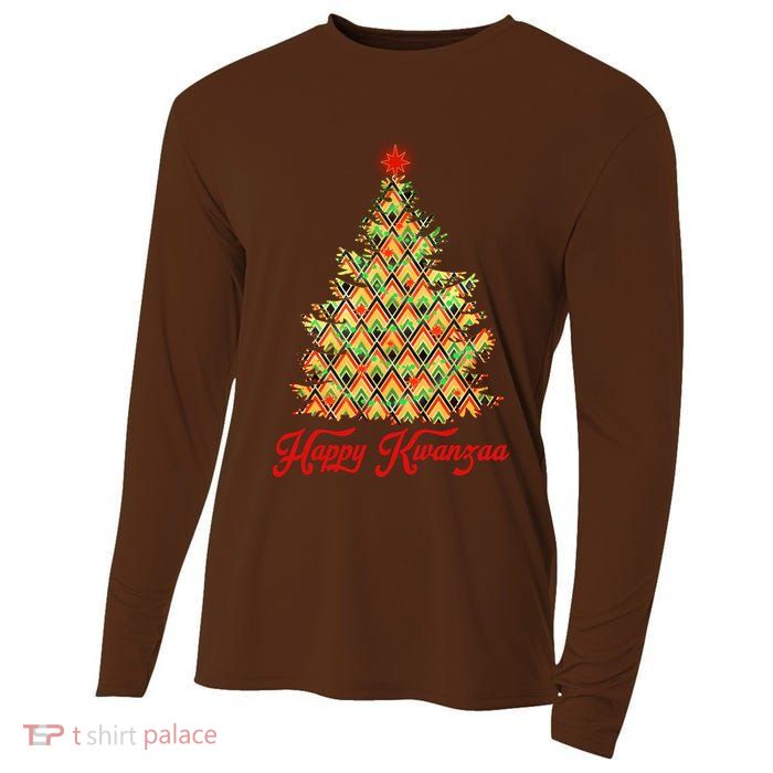 Happy Kwanzaa Pattern Christmas Tree Cooling Performance Long Sleeve Crew