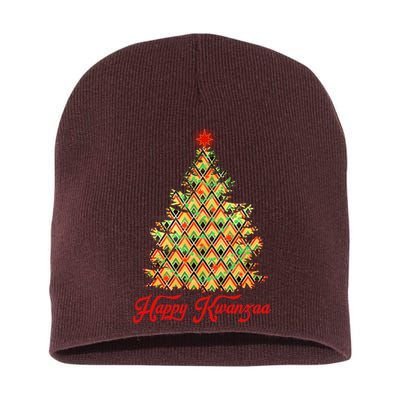Happy Kwanzaa Pattern Christmas Tree Short Acrylic Beanie
