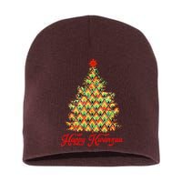 Happy Kwanzaa Pattern Christmas Tree Short Acrylic Beanie