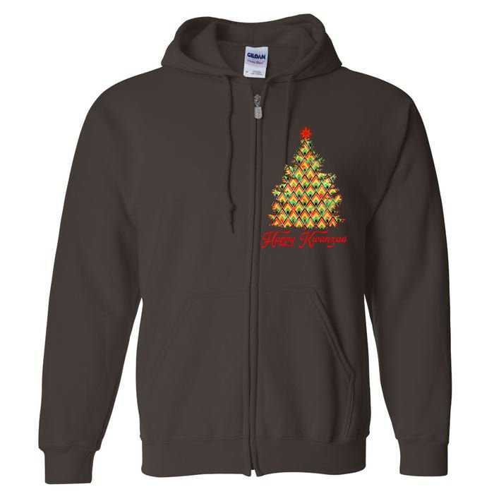 Happy Kwanzaa Pattern Christmas Tree Full Zip Hoodie