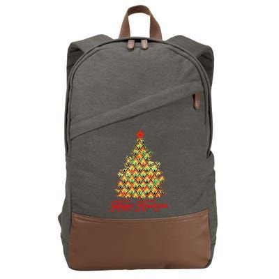 Happy Kwanzaa Pattern Christmas Tree Cotton Canvas Backpack