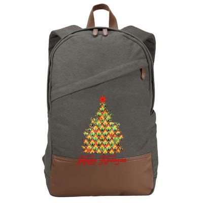 Happy Kwanzaa Pattern Christmas Tree Cotton Canvas Backpack