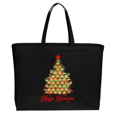 Happy Kwanzaa Pattern Christmas Tree Cotton Canvas Jumbo Tote