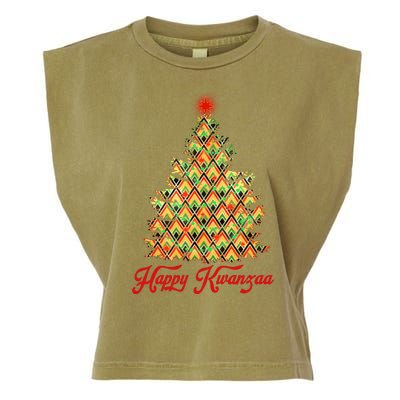 Happy Kwanzaa Pattern Christmas Tree Garment-Dyed Women's Muscle Tee