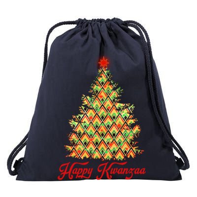 Happy Kwanzaa Pattern Christmas Tree Drawstring Bag