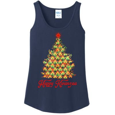 Happy Kwanzaa Pattern Christmas Tree Ladies Essential Tank