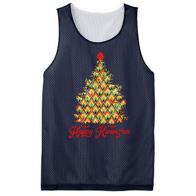 Happy Kwanzaa Pattern Christmas Tree Mesh Reversible Basketball Jersey Tank