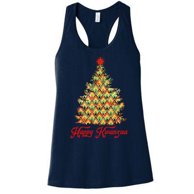 Happy Kwanzaa Pattern Christmas Tree Women's Racerback Tank