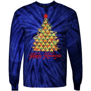 Happy Kwanzaa Pattern Christmas Tree Tie-Dye Long Sleeve Shirt