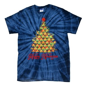 Happy Kwanzaa Pattern Christmas Tree Tie-Dye T-Shirt