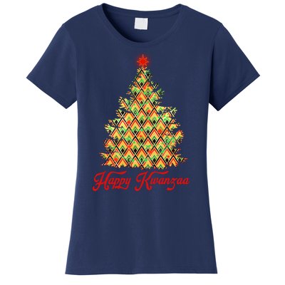 Happy Kwanzaa Pattern Christmas Tree Women's T-Shirt