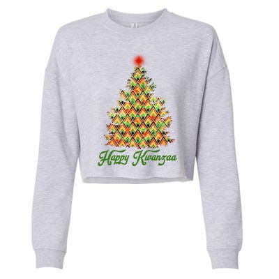 Happy Kwanzaa Pattern Christmas Tree Cropped Pullover Crew