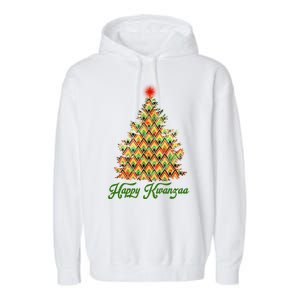 Happy Kwanzaa Pattern Christmas Tree Garment-Dyed Fleece Hoodie