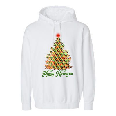 Happy Kwanzaa Pattern Christmas Tree Garment-Dyed Fleece Hoodie