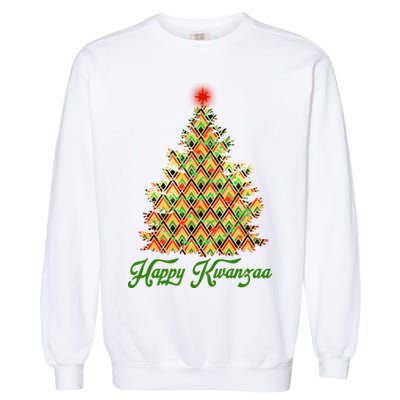 Happy Kwanzaa Pattern Christmas Tree Garment-Dyed Sweatshirt