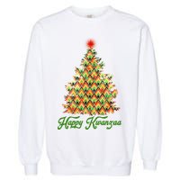 Happy Kwanzaa Pattern Christmas Tree Garment-Dyed Sweatshirt