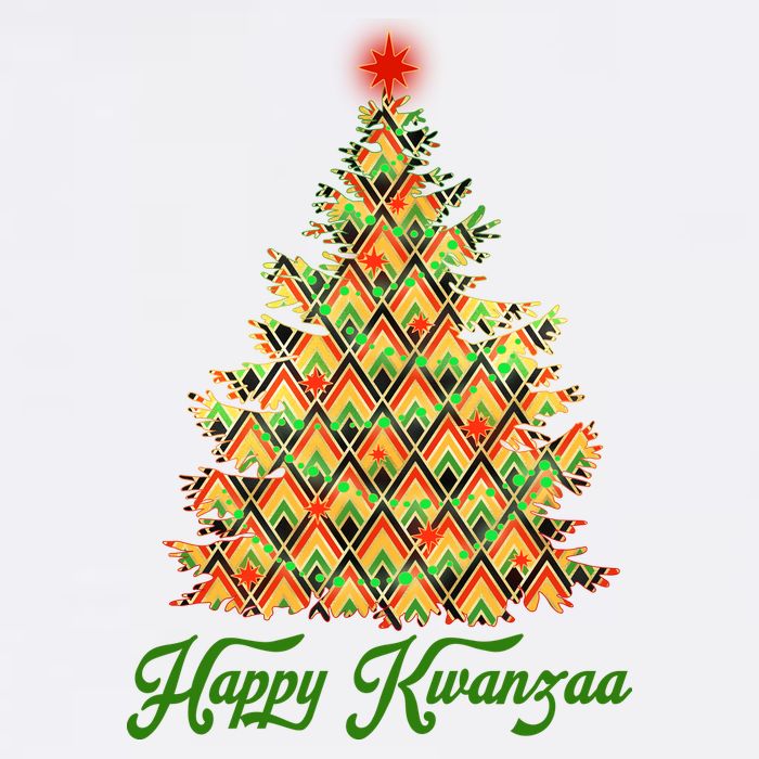 Happy Kwanzaa Pattern Christmas Tree Garment-Dyed Sweatshirt