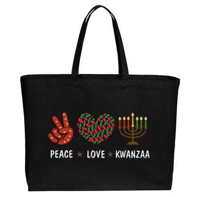 Happy Kwanzaa Peace Love Kwanzaa African Cotton Canvas Jumbo Tote